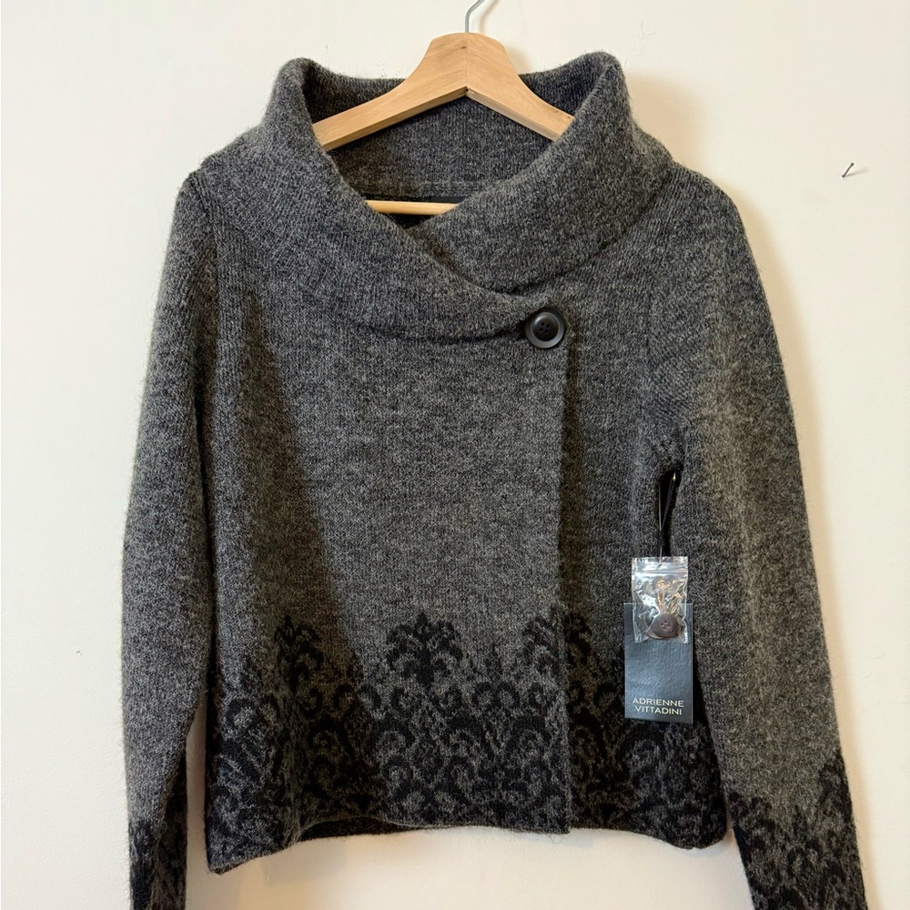 Adrienne Vittadini Wool Blend Cowl Neck Sweater Jacket – Medium NWT